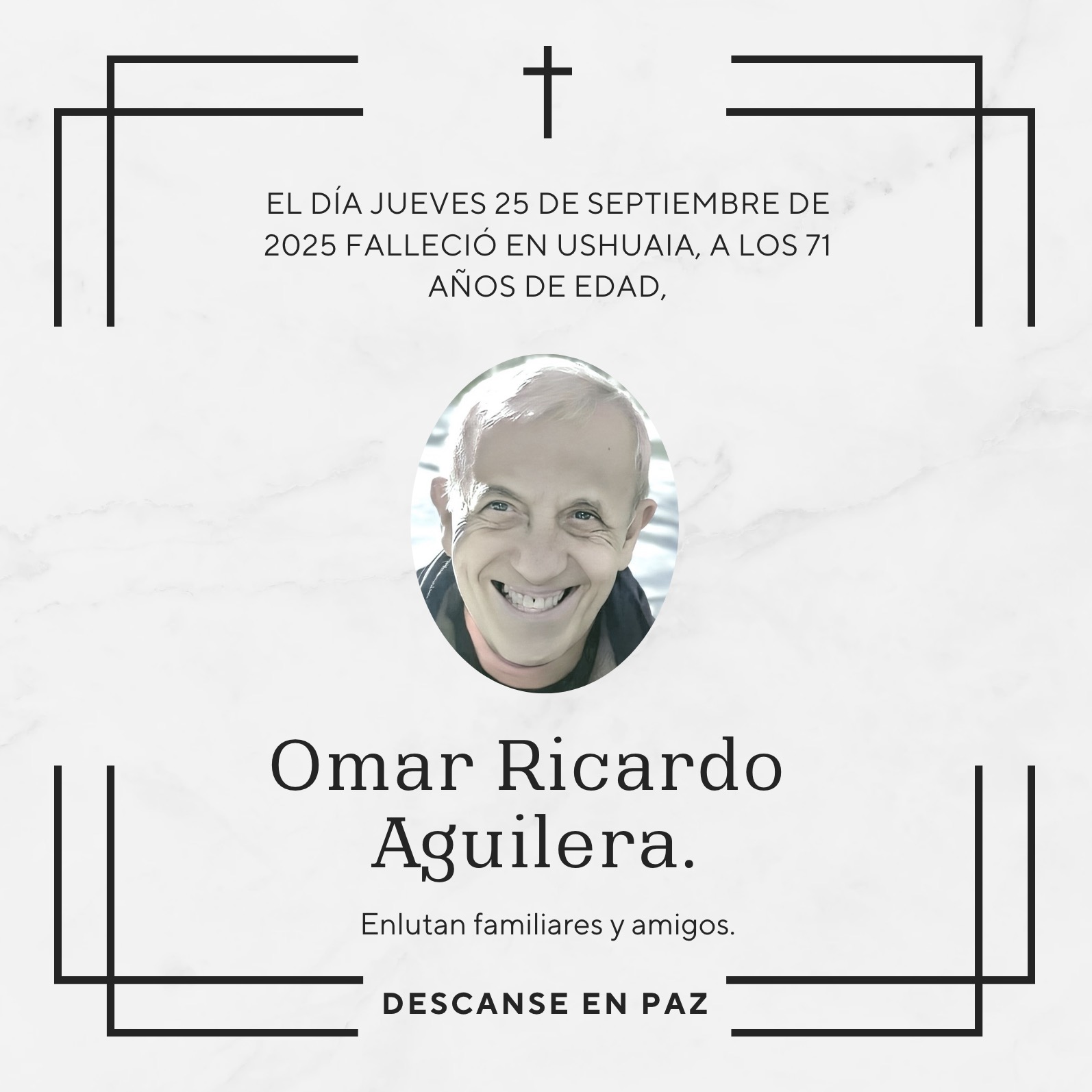 Fallecimiento | Omar Ricardo Aguilera.